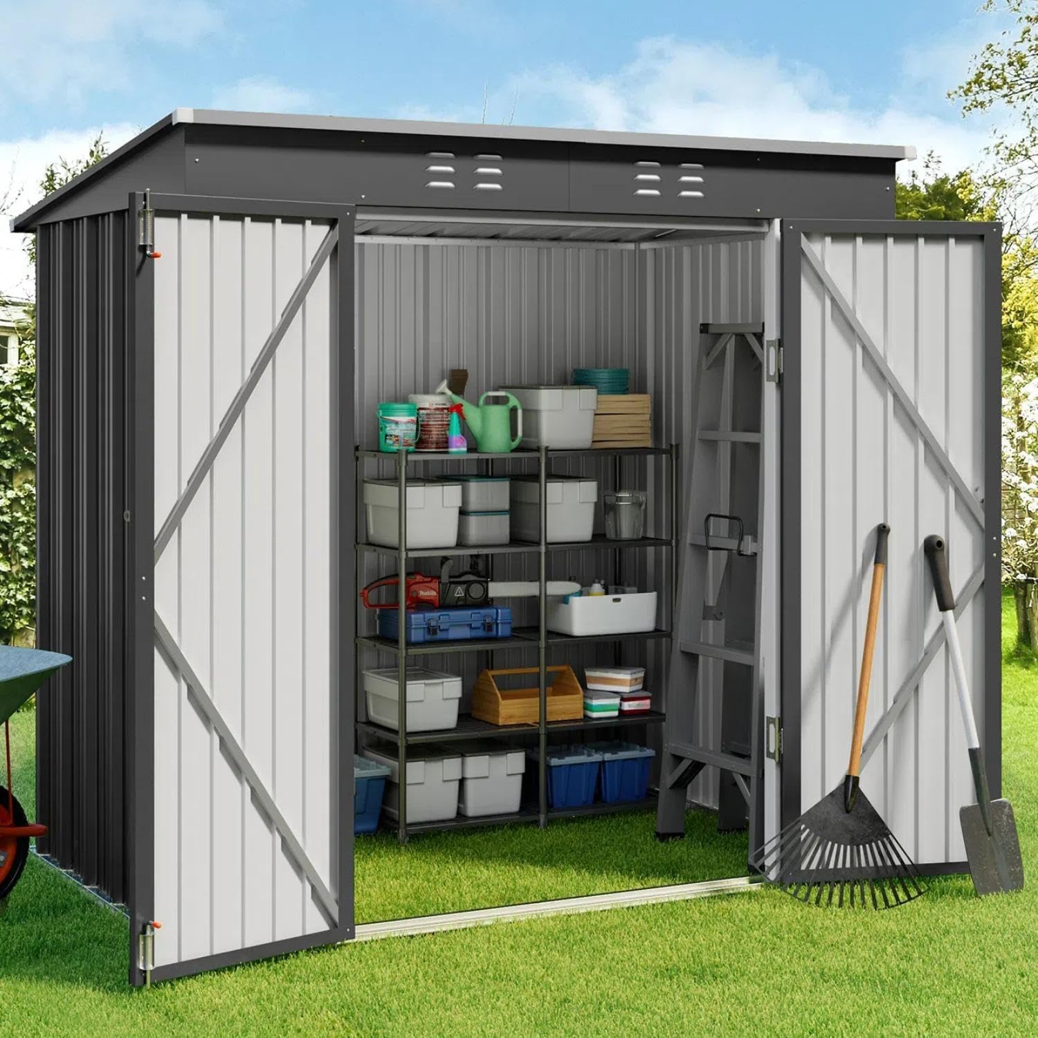 Metal Outdoor Storage Shed 6x4 - đánh giá và giá Gardening Tools In