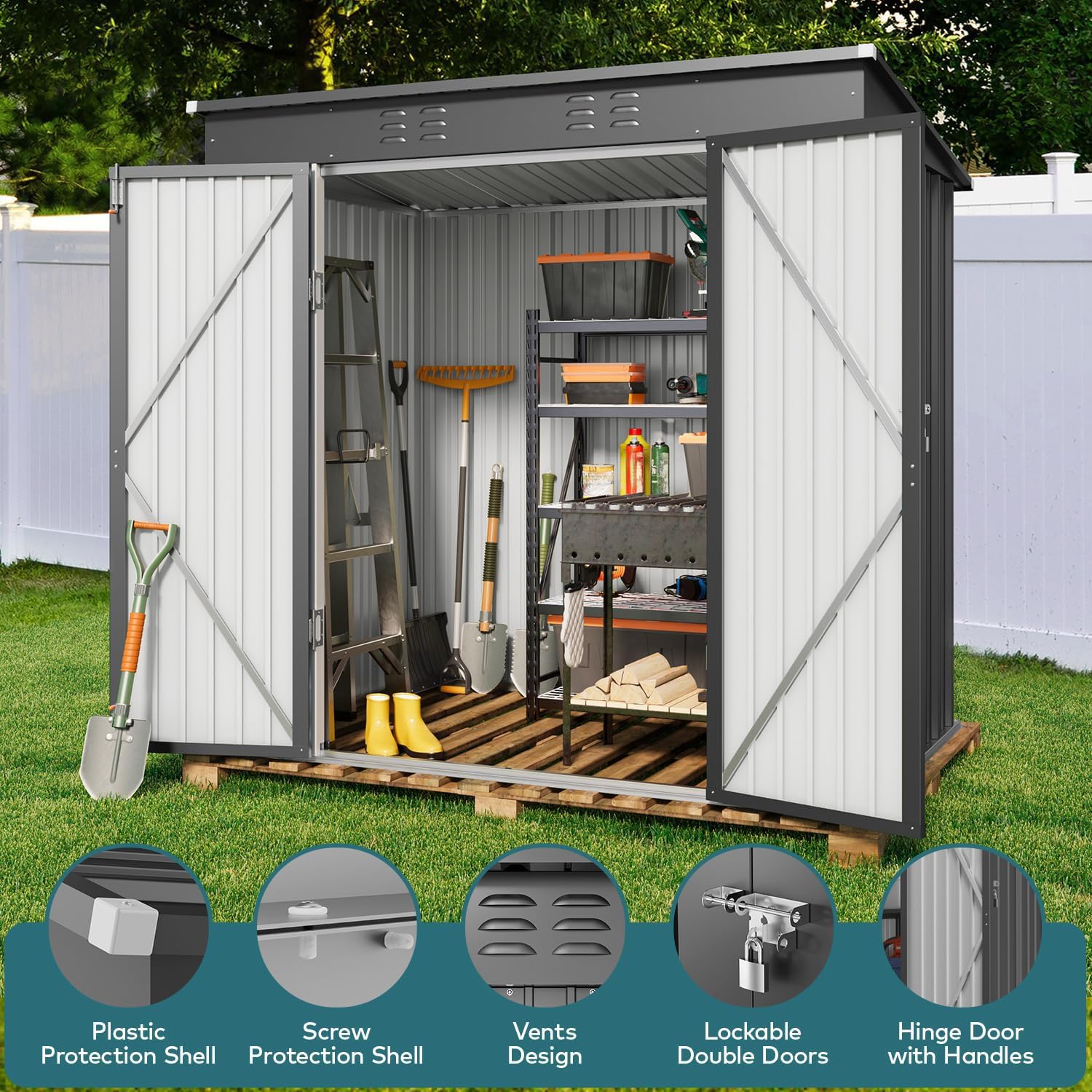 Metal Outdoor Storage Shed 6x4 - đánh giá và giá Gardening Tools In