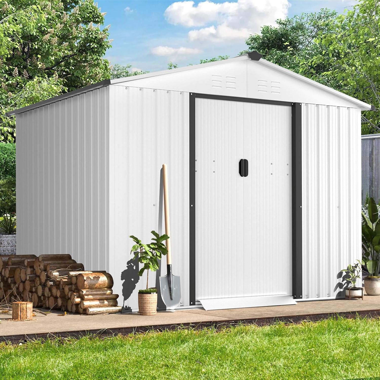 Outdoor Storage Shed 6X8 FT Sl - đánh giá và giá Gardening Tools In