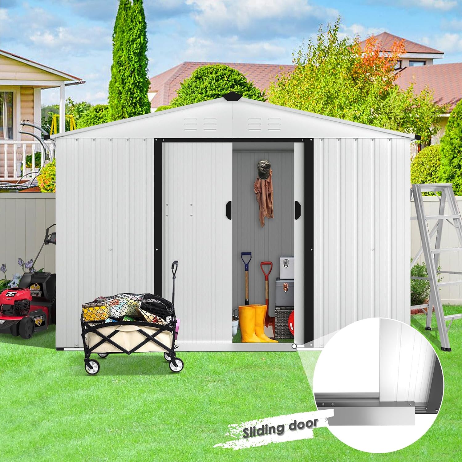 Outdoor Storage Shed 6X8 FT Sl - đánh giá và giá Gardening Tools In