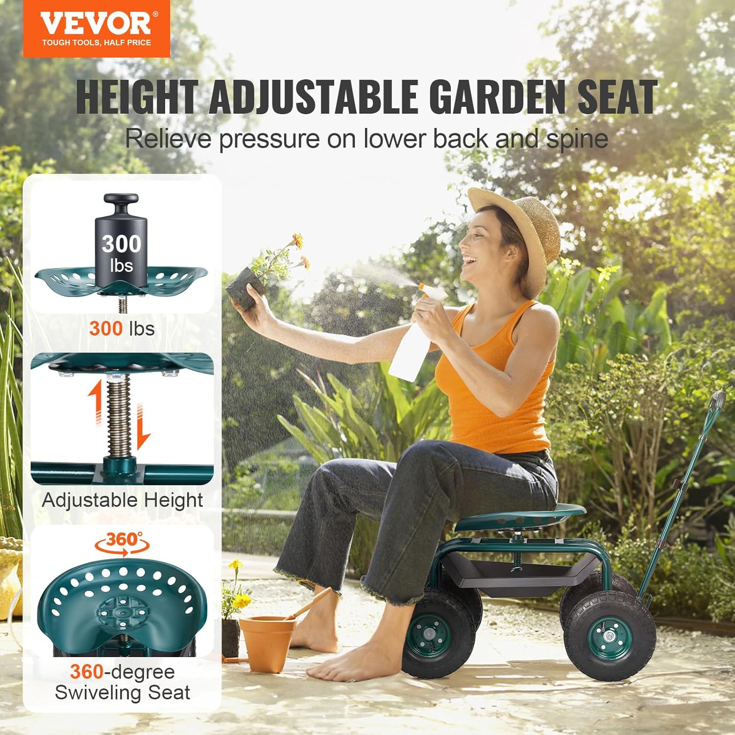 Garden Cart Rolling Workseat w - đánh giá và giá Gardening Yard Tools