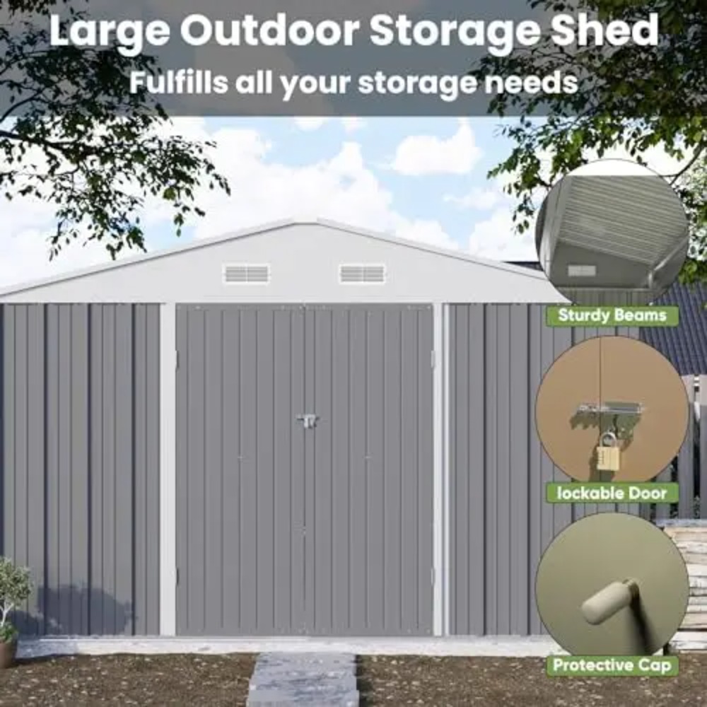 10x10 FT Metal Storage Shed, B - đánh giá và giá Gardening Tools In