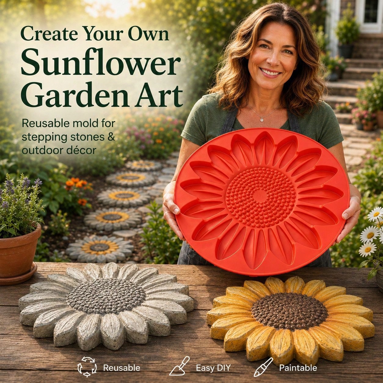 1pc Sunflower Stepping Stone M - đánh giá và giá Gardening Tools Gift Ideas