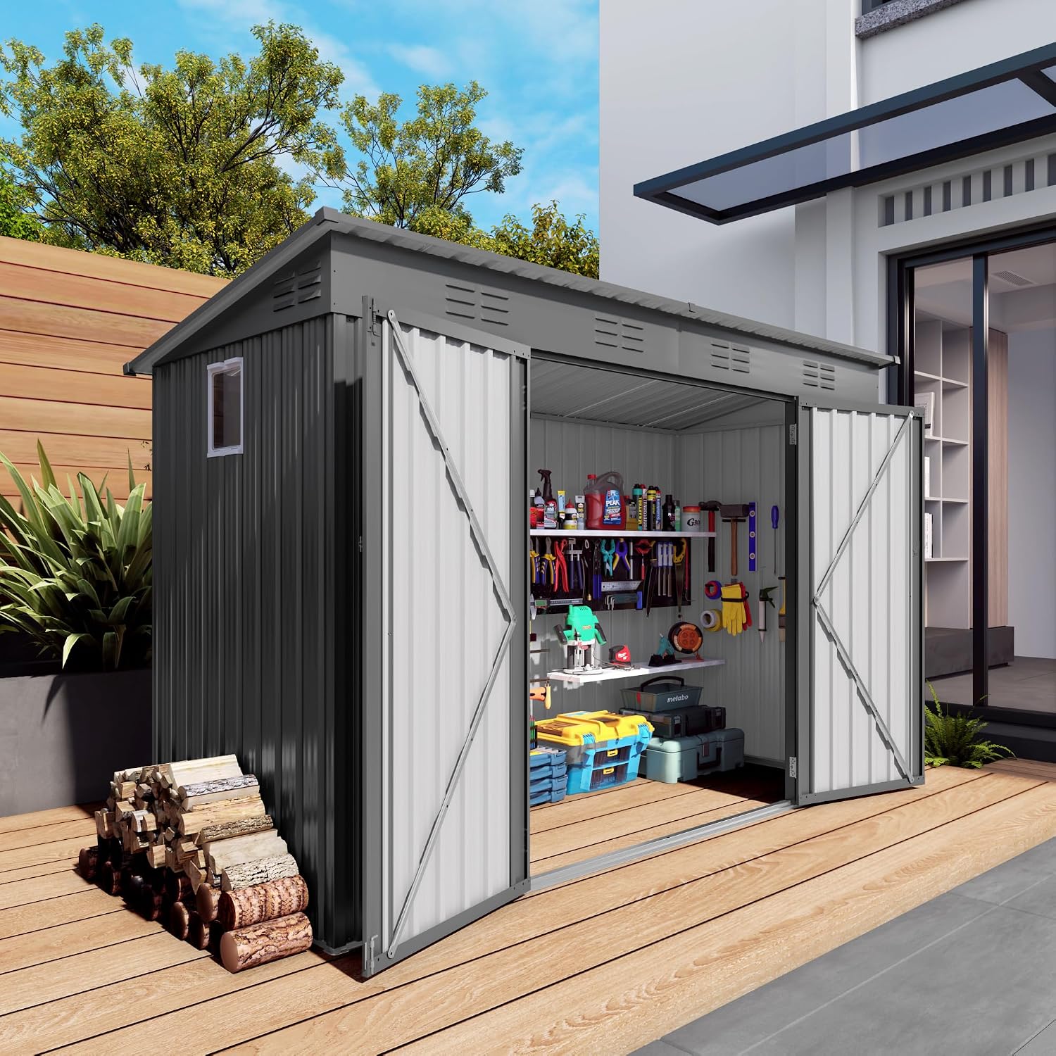 9x4FT Metal Lean to Shed with  - đánh giá và giá Gardening Tools In
